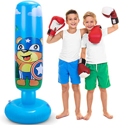 LEOHOME - Bolsa de boxeo inflable con soporte para niños, 49 pulgadas, bolsa de boxeo independiente, bolsa de boxeo pesada, bolsa de velocidad para ni en oferta