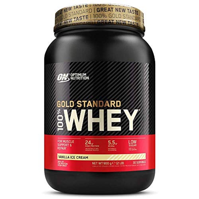 Optimum Nutrition ON Gold Standard 100% Whey Proteína en Polvo Suplementos Deportivos, Glutamina y Aminoácidos, BCAA, Helado de Vainilla, 30 Porciones