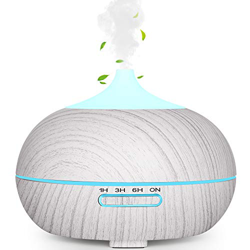 WD&CD Humidificador Aromaterapia Ultrasónico [300ML]， 7-Color LED, 3 Ajuste de Tiempo，Súper Mudo Difusor de Aceites Esenciales de luz para Bebes, Hoga precio