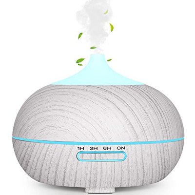 WD&CD Humidificador Aromaterapia Ultrasónico [300ML]， 7-Color LED, 3 Ajuste de Tiempo，Súper Mudo Difusor de Aceites Esenciales de luz para Bebes, Hoga