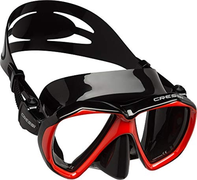 Cressi Ranger Mask Máscara de Buceo, Unisex Adulto, Negro/Rojo, Talla única