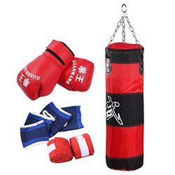 Niños Niños Boxeo Punching Heavy Training Bag Fitness Sandbag Ejercicios Workout Power Bag Kick Boxing Training Punching Bag Kit(Los 80CM) en oferta