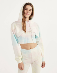 Bershka Sudadera Cropped Con Tie Dye Mujer S Rosa en oferta