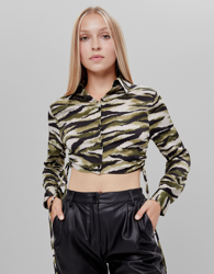 Bershka Camisa Fruncida Camuflaje Mujer M Kaki características