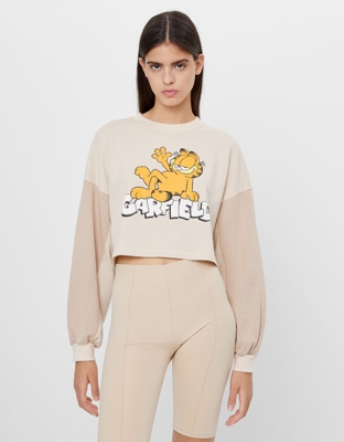 Bershka Sudadera Garfield & Bershka Mujer Xs Camel