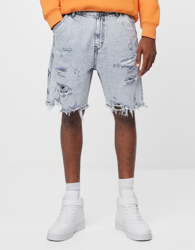 Bershka Bermuda Denim Rotos Hombre S Gris características