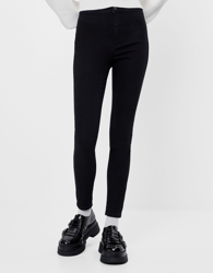 Bershka Pantalón Jegging High Waist Mujer 32 Negro características