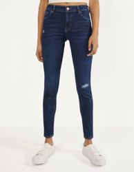 Bershka Jeans Push Up Mid Waist Mujer 36 Marino características