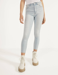 Bershka Jeans Super High Waist Mujer 36 Azul Claro precio