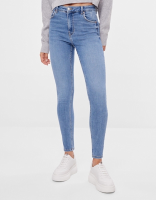 Bershka Jeans Skinny High Waist Mujer 36 Azul Lavado