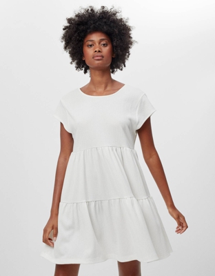 Bershka Vestido Babydoll De Manga Corta Mujer L Crudo