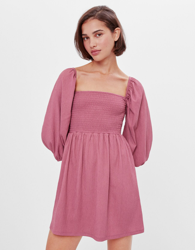 Bershka Vestido Babydoll Flores Mujer S Rosa características