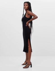 Bershka Vestido Midi Halter Mujer Xs Negro características