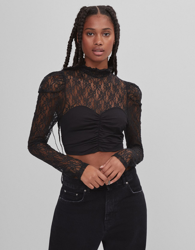 Bershka Camiseta Blonda Mujer Xs Negro en oferta