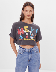 Bershka Camiseta Cropped Disney Mujer S Negro características