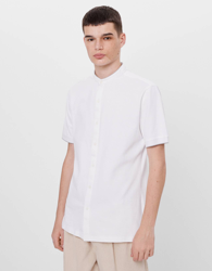 Bershka Camisa Con Cuello Mao Hombre Xl Blanco Roto características