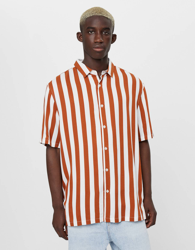 Bershka Camisa Con Estampado Hombre Xl Ocre en oferta