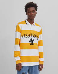 Bershka Polo Manga Larga Mickey Mouse Hombre S Mostaza características