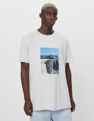 Bershka Camiseta Print Foto Hombre L Piedra características