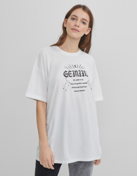 Bershka Camiseta Zodiaco Géminis Mujer M Blanco en oferta