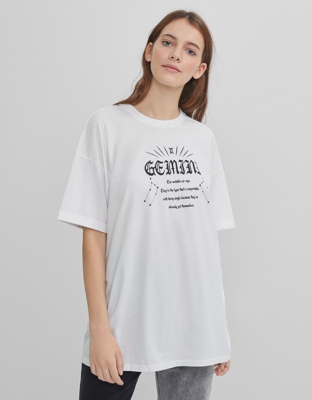 Bershka Camiseta Zodiaco Géminis Mujer M Blanco