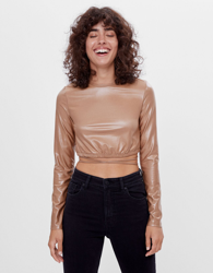 Bershka Camiseta Tiras Goma Mujer S Camel características