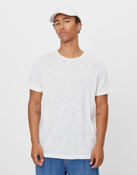 Bershka Camiseta De Manga Corta Hombre L Blanco precio