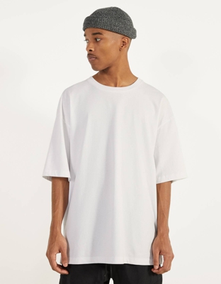 Bershka Camiseta Oversize Hombre M Blanco