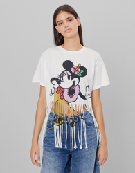 Bershka Camiseta Minnie Flecos Mujer S Blanco Roto precio