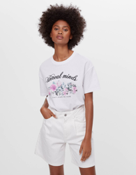 Bershka Camiseta Print Foto Mujer S Blanco características