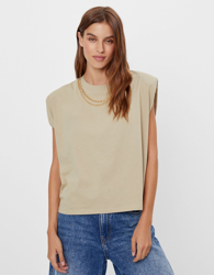 Bershka Camiseta Hombros Y Cadena Mujer M Kaki precio