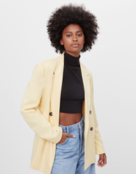 Bershka Blazer Corte Recto Mujer Xs Amarillo características