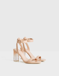 Bershka Sandalia Tacón Metacrilato Mujer 39 Beige en oferta