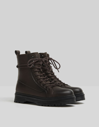 Bershka Botas Acordonadas Suela Track Hombre 39 Marrón precio