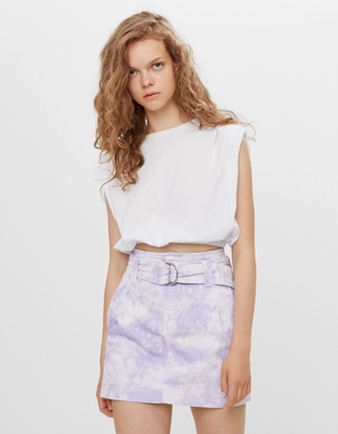 Bershka Falda Print Tie Dye Mujer 34 Morado