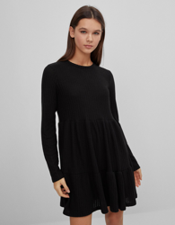 Bershka Vestido Babydoll Mujer M Negro precio