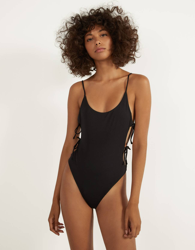 Bershka Bañador Con Lazada Mujer M Negro en oferta