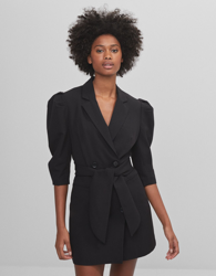 Bershka Vestido Blazer Con Manga Volumen Mujer M Negro precio