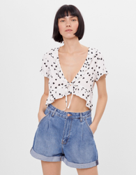 Bershka Short Denim Mom Fit Mujer 40 Azul Lavado en oferta