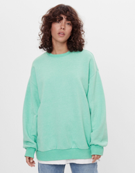 Bershka Sudadera Oversize Mujer L Verde en oferta