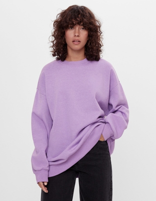 Bershka Sudadera Oversize Mujer L Morado