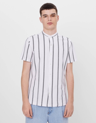 Bershka Camisa De Rayas Hombre M Blanco