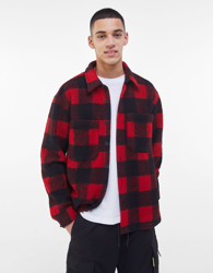 Bershka Sobrecamisa Lana Cuadros Hombre M Rojo precio