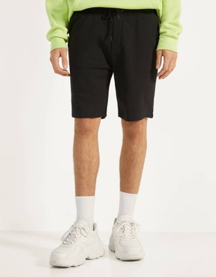 Bershka Bermuda De Felpa Hombre S Negro