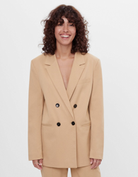 Bershka Blazer Corte Recto Mujer Xs Camel en oferta