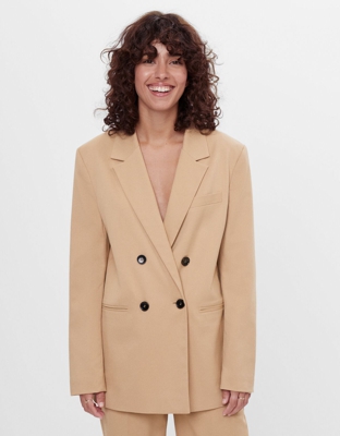 Bershka Blazer Corte Recto Mujer Xs Camel