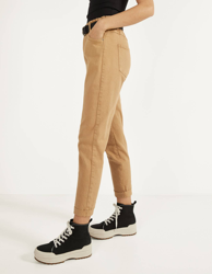 Bershka Pantalón Con Cintura Elástica Mujer 38 Camel en oferta