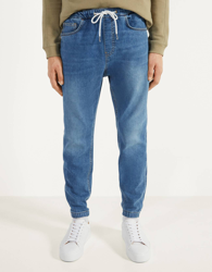 Bershka Jeans Jogger Hombre M Azul Lavado precio