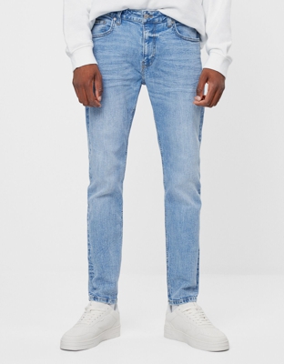 Bershka Jeans Skinny Hombre 42 Azul Lavado