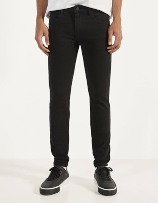 Bershka Pantalón Skinny Fit Hombre 40 Negro